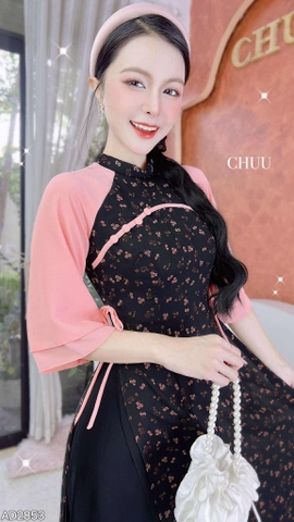 Áo Dài 4T Nơ Trên Hoa AD2853 (áo lẻ)