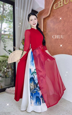 Áo Dài 3T Cây Đại Thụ+PK AD2861 (áo lẻ)