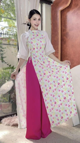 Áo Dài Nơ Sen Cánh Vũ+PK AD2875 (áo lẻ)7