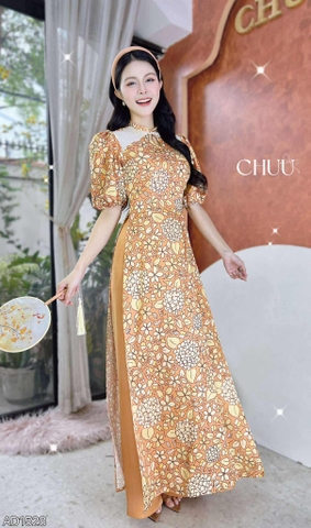 Áo Dài Tú Cầu Giọt Nước AD1524 (áo lẻ)