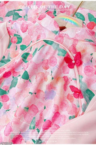 Áo Dài Bướm Viền Ngũ Sắc AD2886 (áo lẻ)