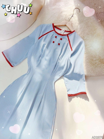 Áo Dài Sọc Ren Đỏ AD2878