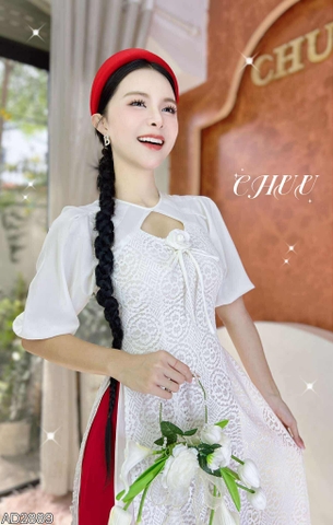 Áo Dài 4T Ren Trống Đồng+PK AD2889 (áo lẻ)