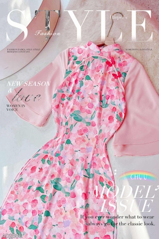 Áo Dài Bướm Viền Ngũ Sắc AD2886 (áo lẻ)