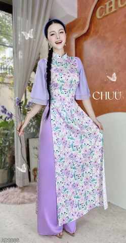 Áo Dài Bướm Viền Ngũ Sắc AD2886 (áo lẻ)