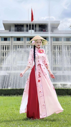 Áo Dài  2T+ Sao Vàng Tự Do +PK AD2888 (áo lẻ)