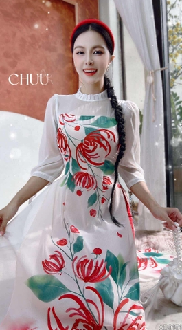 Áo Dài 4T Tay Bồng Nơ AD9151 (áo lẻ)