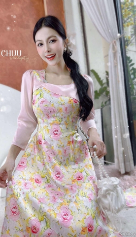 Áo Dài Trà Hoa Châu+PK AD2908 (áo lẻ)
