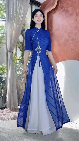Áo Dài Sen Thêu 3D 4T AD1659 (áo lẻ)
