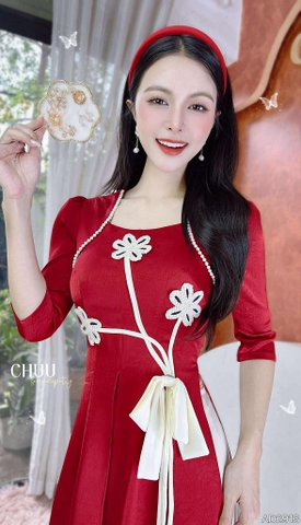 Áo Dài 3T Nơ Hoa Đán+PK AD2913 (áo lẻ)