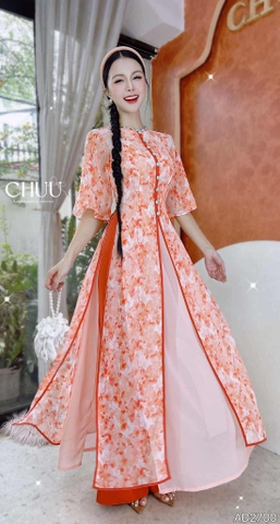 Áo Dài Mộng Cánh Hoa 132cm 4T AD2700 (áo lẻ)