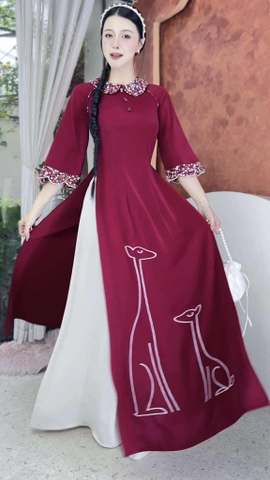 Áo Dài 2 Con Hưu AD2941 (áo lẻ)