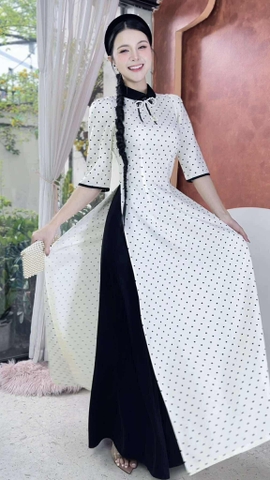 Áo Dài Cotton Ngọc Ruy Băng AD2935 (áo lẻ)