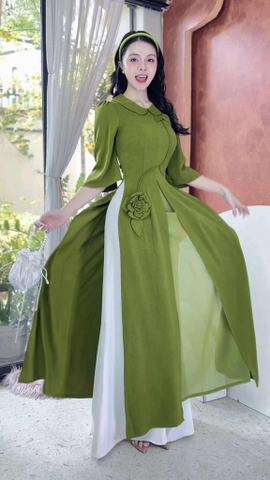 Áo Dài 3T Cành Hoa Nở Tươi + PK AD2954 (áo lẻ)