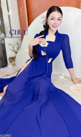 Áo Dài 4T Cánh Ngọc Lá Thêu AD2963 (áo lẻ)