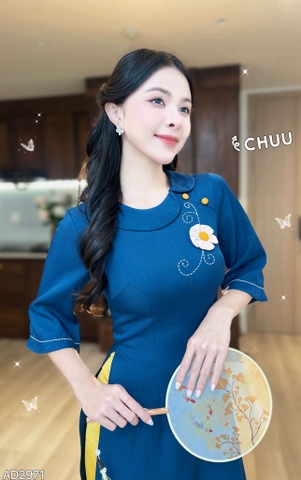 Áo Dài Vải Cotton Xước AD2971 (áo lẻ)