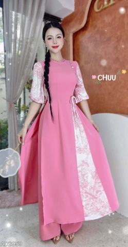 Áo Dài Rừng Màu Nước+PK AD2959 (áo lẻ)