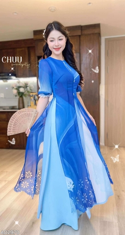 Áo Dài 4T Laze Hoa Cúc AD2970 (áo lẻ)