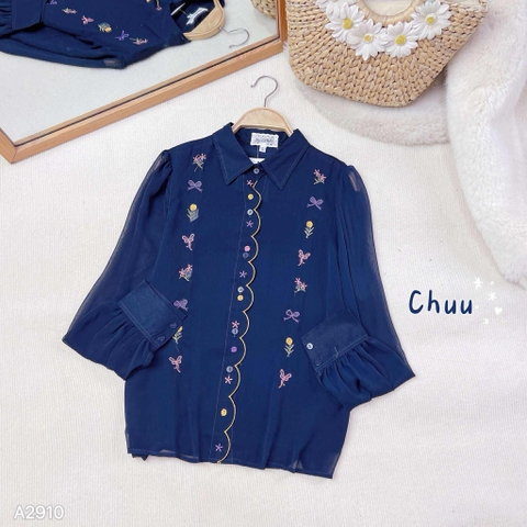 Áo Sơ Mi Nơ Đuôi Hạt Châu A2933