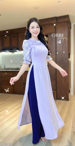 Áo Dài Bánh Quy Hoa Hồng+PK AD2948 (áo lẻ)