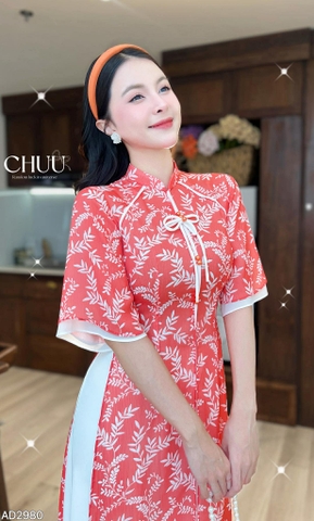 Áo Dài 4T Nàng Hoa Cỏ + PK AD2980 (áo lẻ)