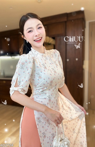 Áo Dài Đom Đóm Tay Nơ AD2724 (áo lẻ)