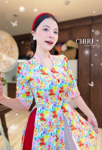 Áo Dài 3T Gió Mang Hoa Về AD2985