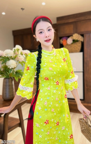 Áo Dài Tay Ngọc Lúc Lắc + PK AD2973 (áo lẻ)