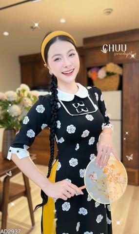 Áo Dài Cổ Sen 2 Nơ Lụa AD2937 (áo lẻ)