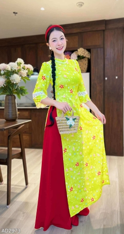 Áo Dài Tay Ngọc Lúc Lắc + PK AD2973 (áo lẻ)
