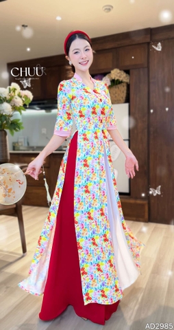 Áo Dài 3T Gió Mang Hoa Về AD2985