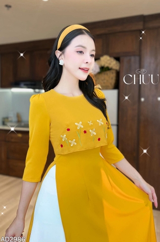 Áo Dài Chong Chóng Vàng AD2986 (áo lẻ)