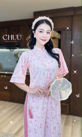 Áo Dài 4T Suông Hoa Và Mây AD2990 (áo lẻ)