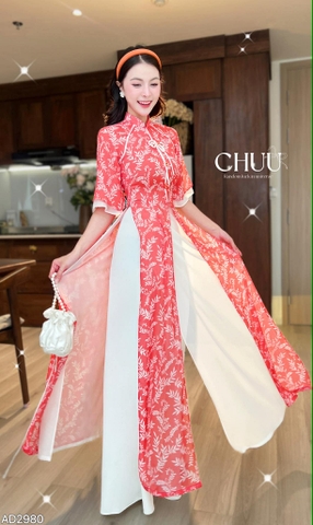 Áo Dài 4T Nàng Hoa Cỏ + PK AD2980 (áo lẻ)