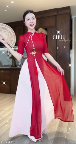 Áo Dài 4T CÀNH LỘC XUÂN + PK AD2995 (áo lẻ)