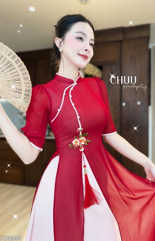 Áo Dài 4T CÀNH LỘC XUÂN + PK AD2995 (áo lẻ)