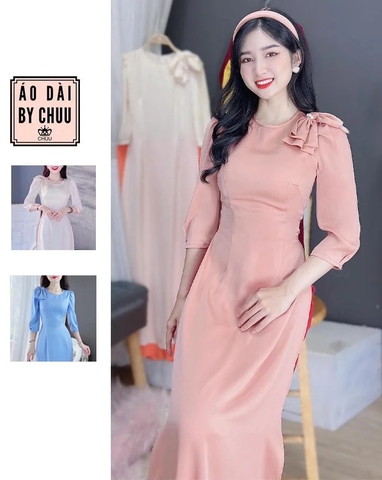 Áo Dài Nơ Vai Ngọc AD8020 (áo lẻ)