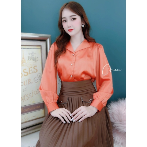 Áo Sơ Mi Lụa cổ lật tam giác A80003