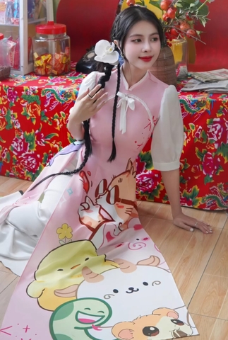Áo Dài 12 Con Giáp Chibi AD1674 (áo lẻ)