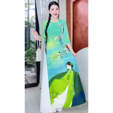 Áo Dài Cô Nương Bướm + PK AD2814 (áo lẻ)