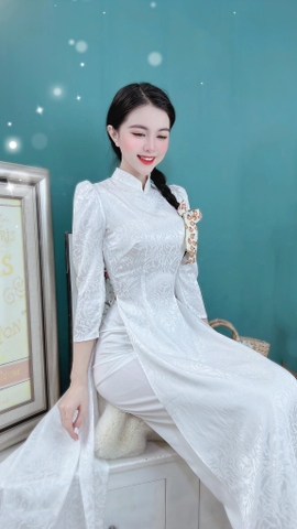 Áo Dài Gấm Tay Bồng AD8005 (áo lẻ) (không kèm hoa)