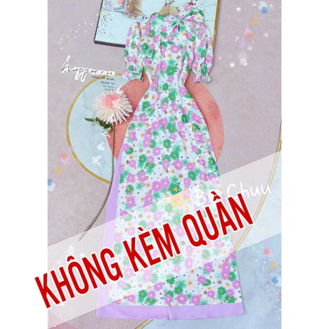 Áo Dài Cổ Trụ Nơ To AD9139 (áo lẻ)