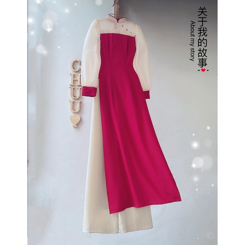 Áo Dài Caro Pha Tơ AD9235 (áo lẻ)