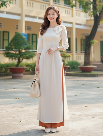 Áo Dài Nơ Vai Ngọc AD8020 (áo lẻ)
