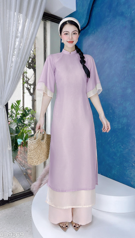 Áo Dài 4T Pha Màu Tơ Óng AD9269 (áo lẻ)