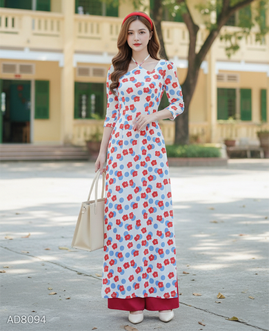 Áo Dài Hoa Yếm Chéo AD8094 (áo lẻ)