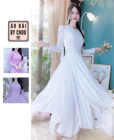 Áo Dài Vải Xước Cổ Viền Ngọc AD8081