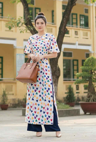 Áo Dài Cổ Sen Tròn Xoe AD1344 (áo lẻ)