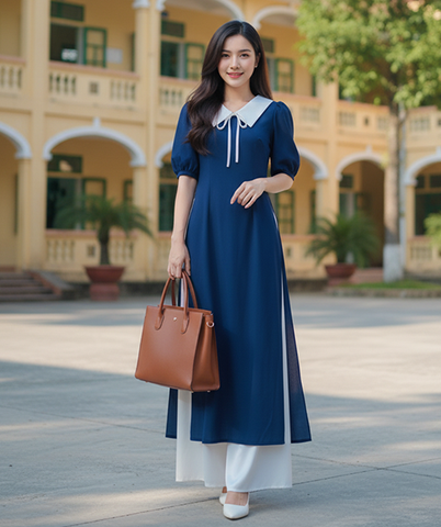 Áo Dài Cổ Sam Trắng AD1414 (áo lẻ)