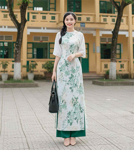 Áo Dài 4T Cut Vai Tay Đôi AD1457 (áo lẻ)